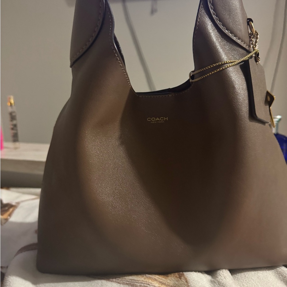 Coach Brown Leather Hobo Bag with Spacious Design